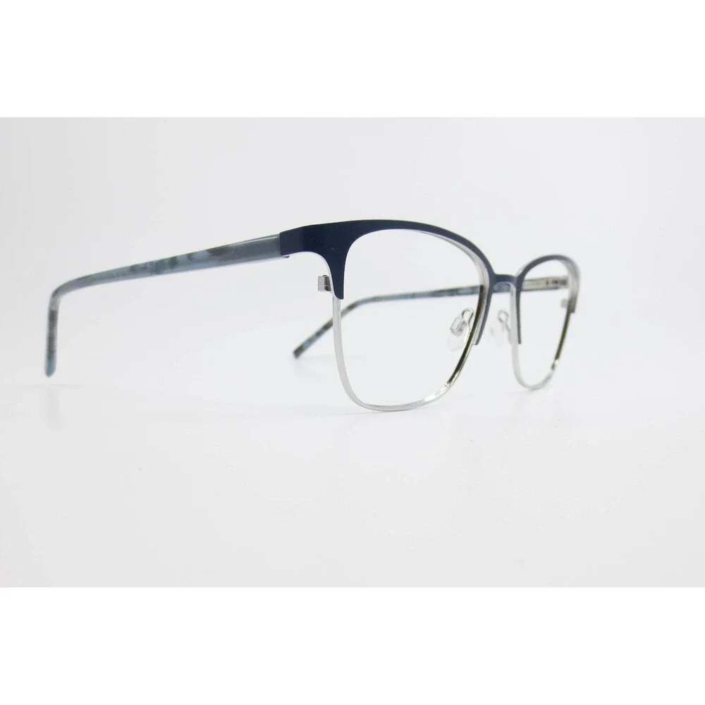 DKNY DK3002 400 Navy Blue Silver Cat Eye Eyeglasses Frames 52-17-135 Womens